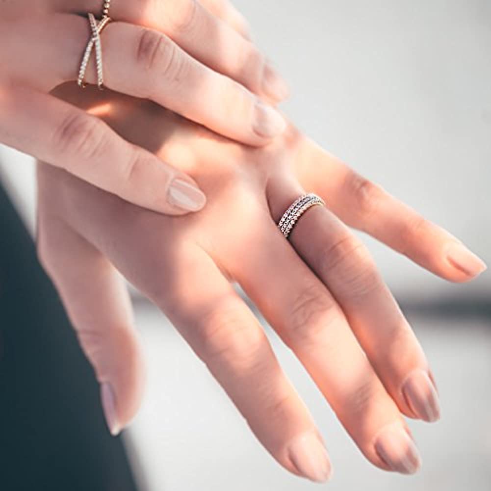 Eternity Band ring 925 Sterling silver Pave AAAAA Zircon cz stack Wedding Band Rings for women Bridal Statement Party Jewelry