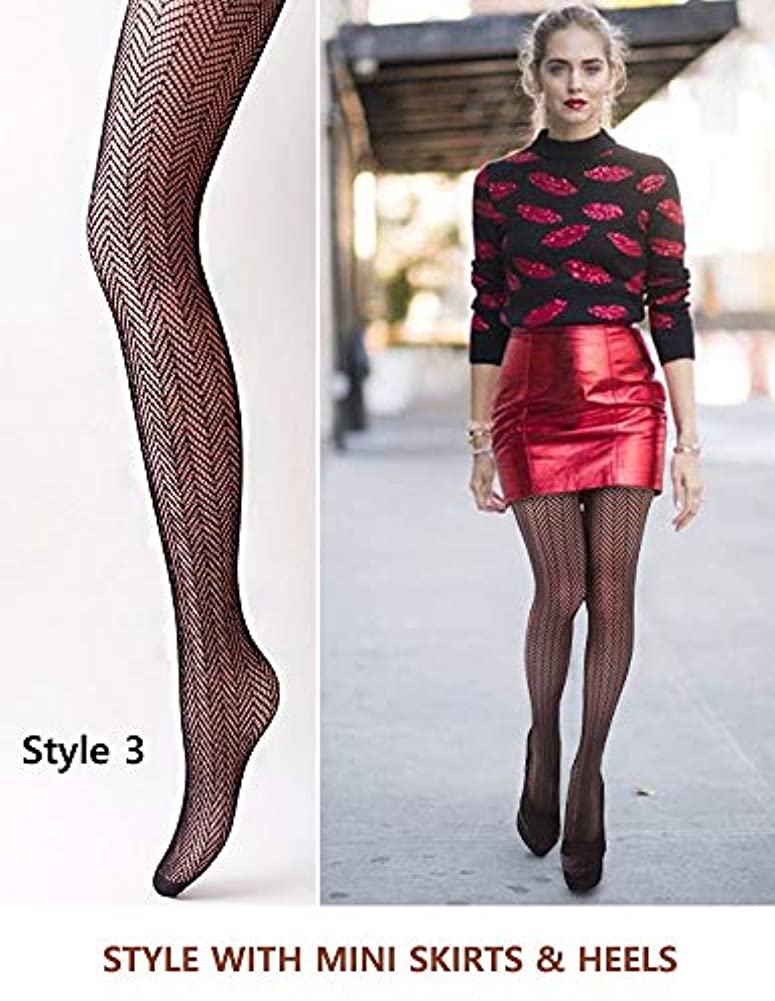 KASURE 4 Pcs in Different Grid Size Fishnet Stockings Women's High Waist Fishnet Tights for Girls Ladies
