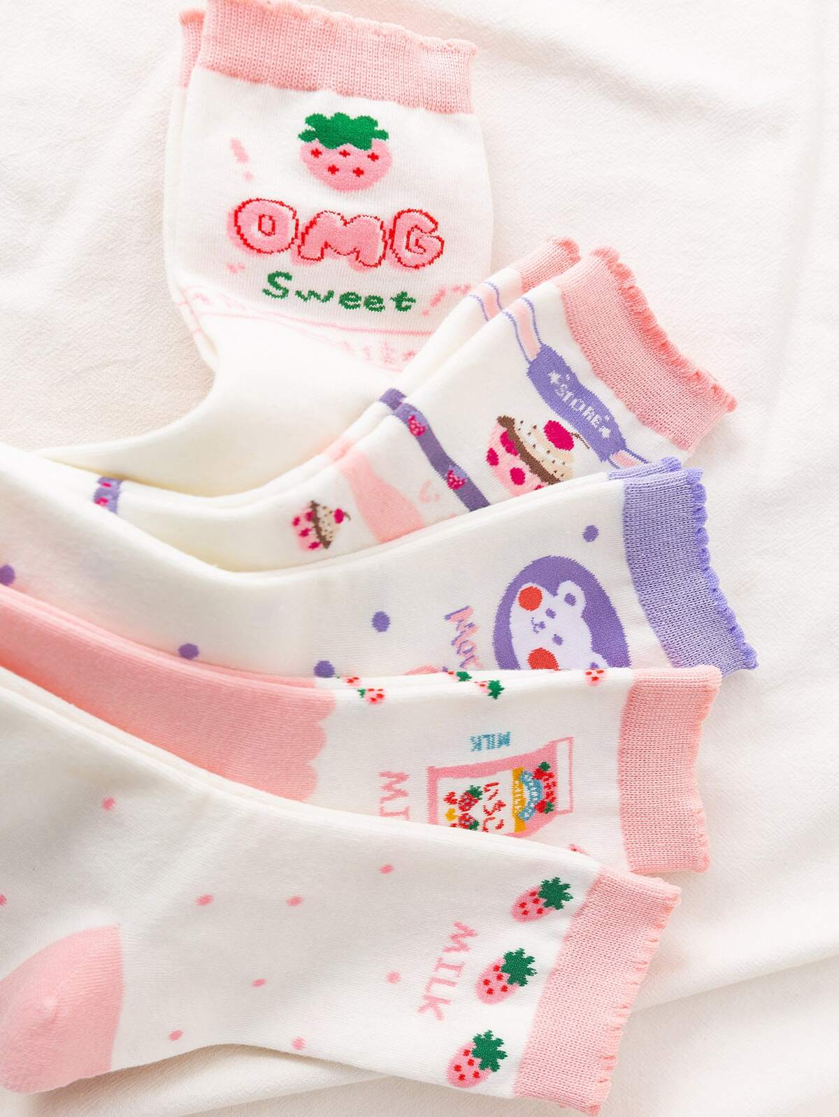 5pairs Cartoon Pattern Socks