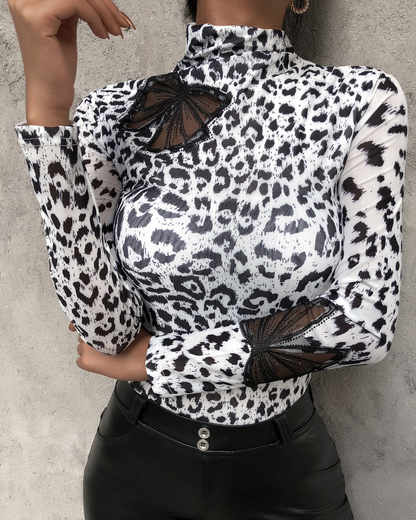 Women Blouses Fashion Leopard Print Turtleneck Blouse Spring Long Sleeve Shirts Party Ladies Clothes Female Blouses And Tops D30