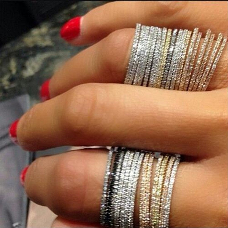 Eternity Band ring 925 Sterling silver Pave AAAAA Zircon cz stack Wedding Band Rings for women Bridal Statement Party Jewelry