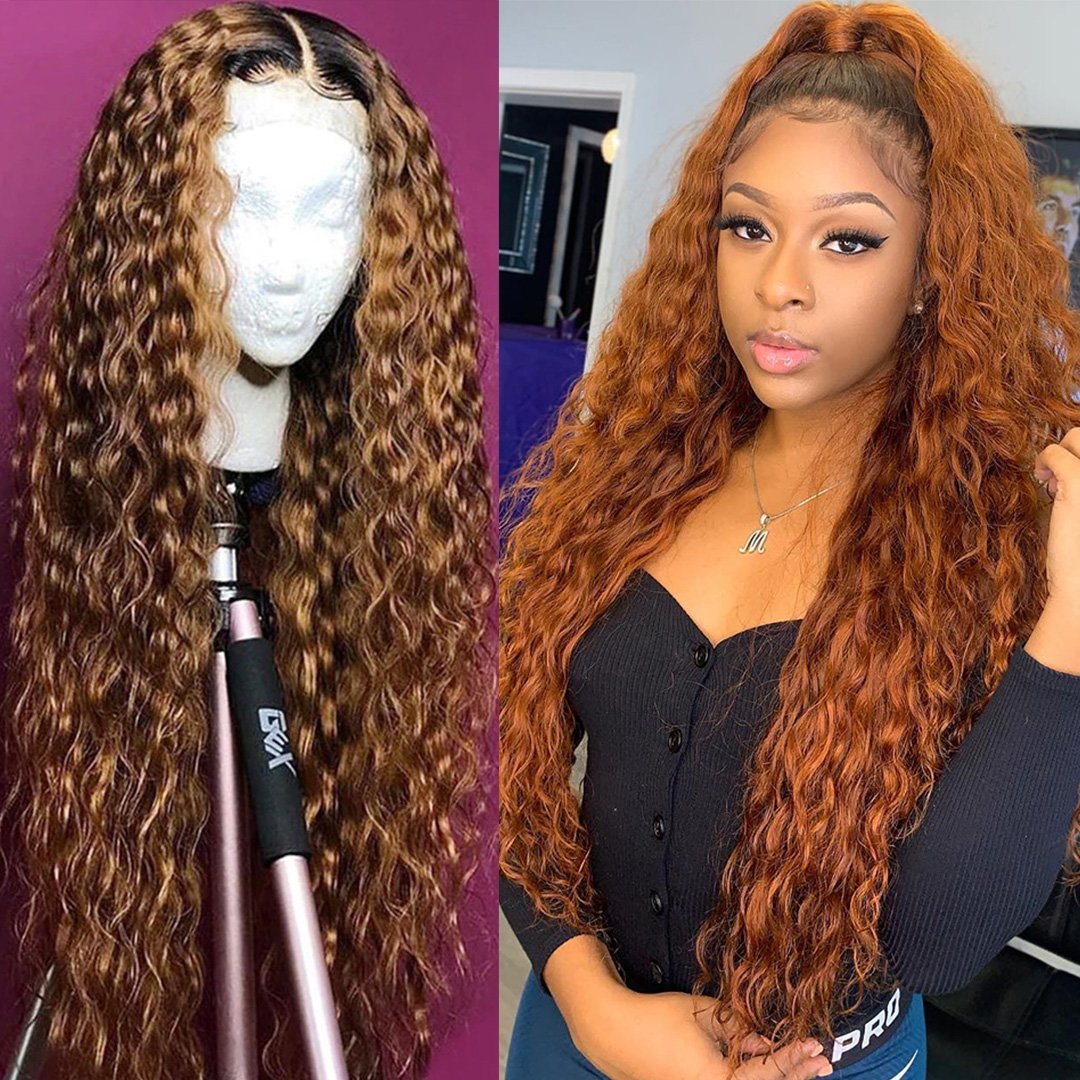 Brazilian 360 Lace Reddish  Hair Wig Curls Lady Wig
