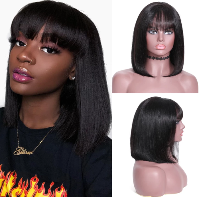 360 Lace Frontal Human Hair Wigs Straight Bob  Pre-Plucked hairline