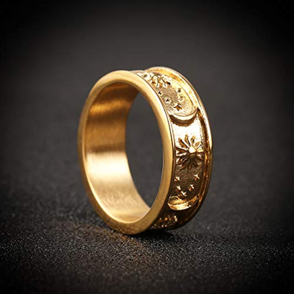 Exquisite Stainless Steel Ring for Men Retro Male Index Finger Ring Band Religious Buddhism Lucky Jewelry