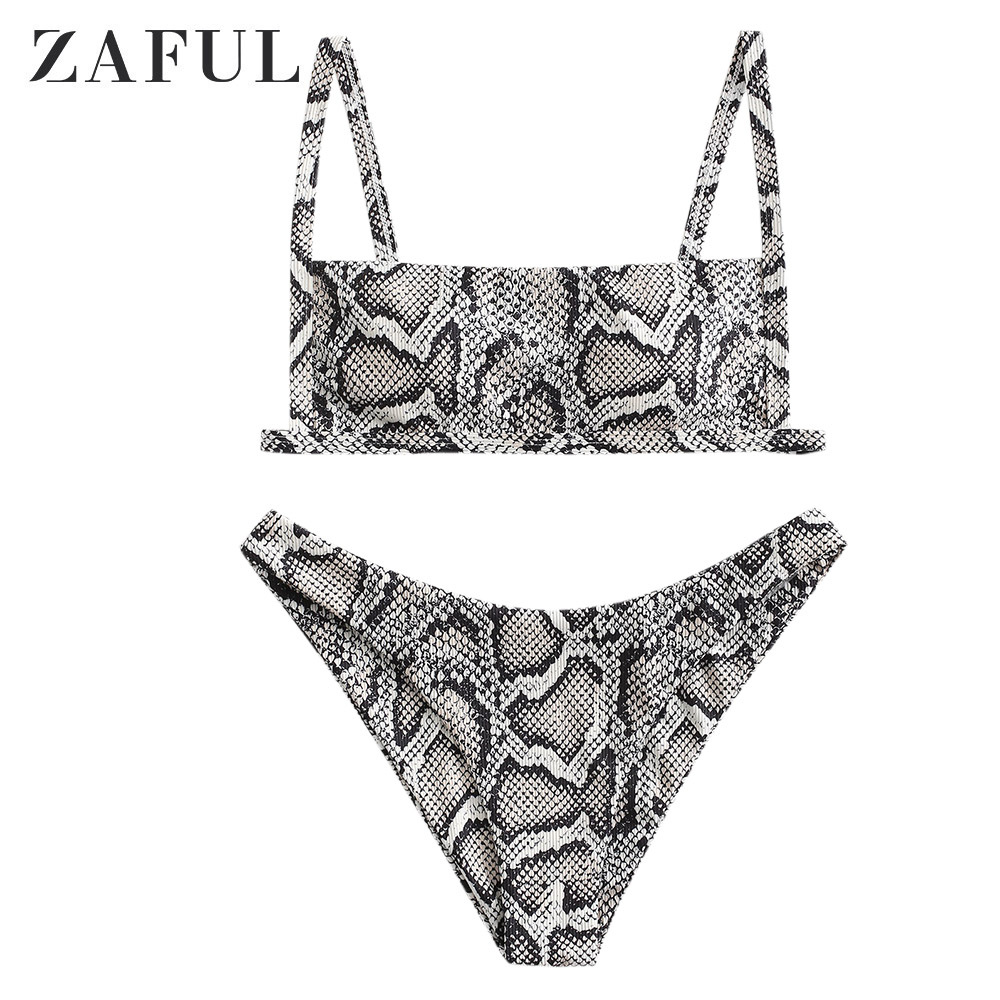 ZAFUL Sexy Leopard Print Bikini 2021 Swimsuit Women Swimwear Cute Ribbed Bathing Suit Brazilian Biquini Set Beach Summer Female