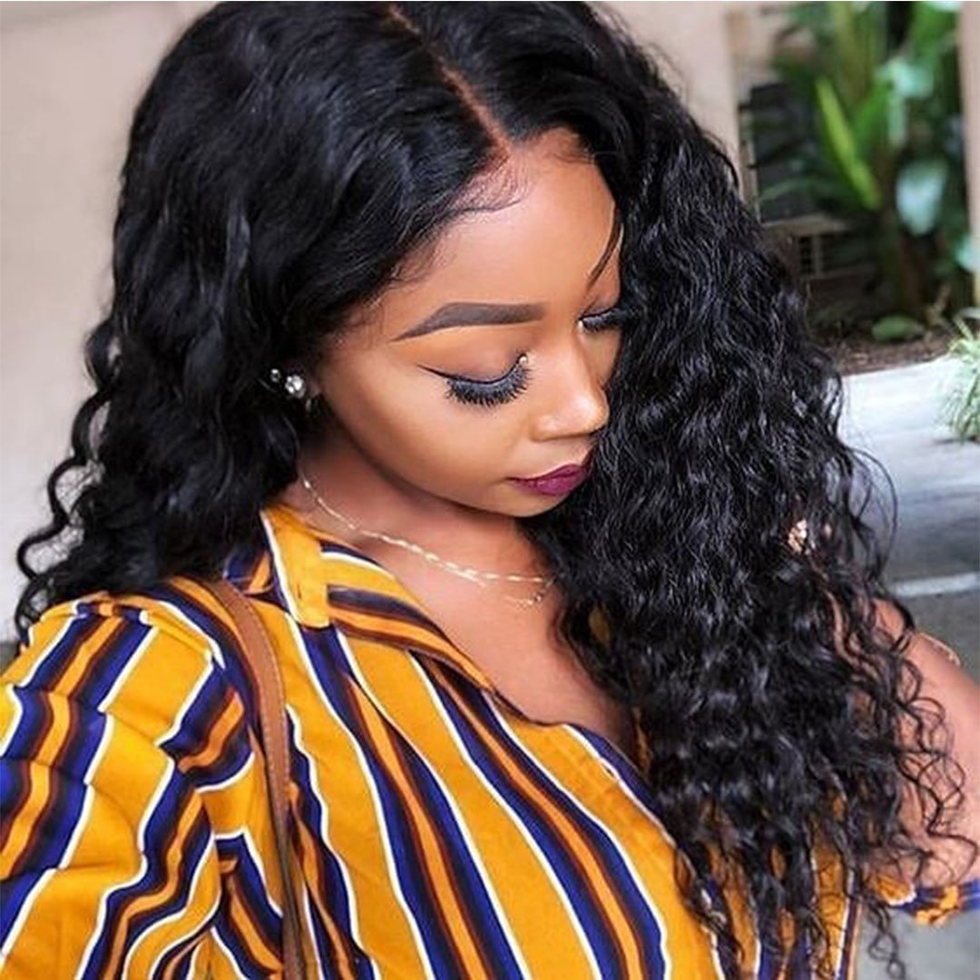 2019 Deep Wave Lace Wig Brazilian Deep Curly Human Hair Wigs