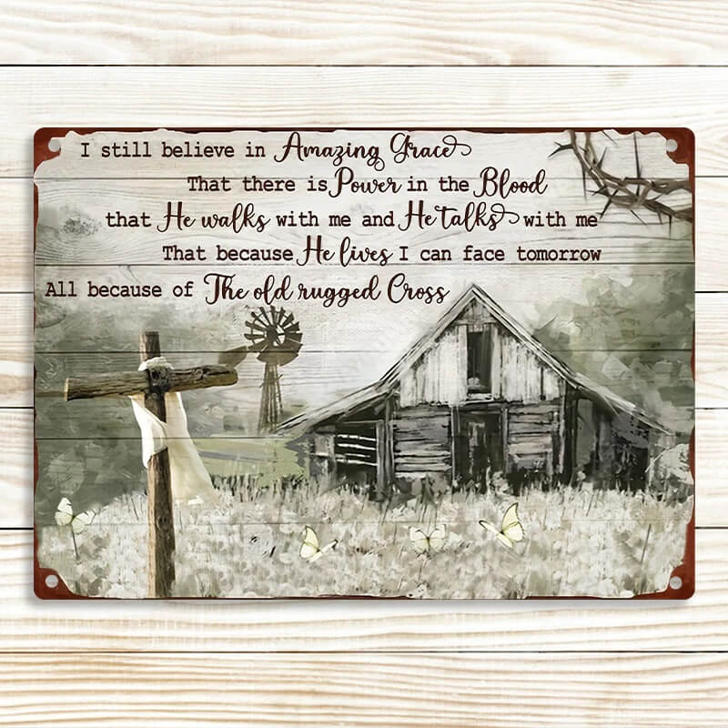 Old Barn Painting Dandelion Field I Still Believe In Amazing Grace Retro Metal Tin Sign Vintage Sign For Home Wall Decor-Jolura
