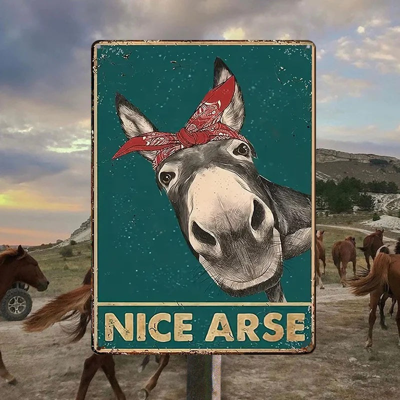Vintage Metal Sign, Nice Donkey Fun Animal For Home Bathroom Farmhouse Bedroom Indoor And Outdoor Decoration-Jolura
