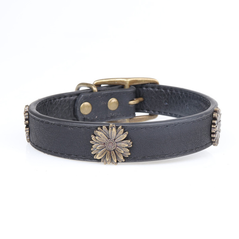 Leather Pet Collars for Medium or Large Dogs Adjustment Range 12 to 18-Inch Black Red Blue Brown Four Color Pet Collars