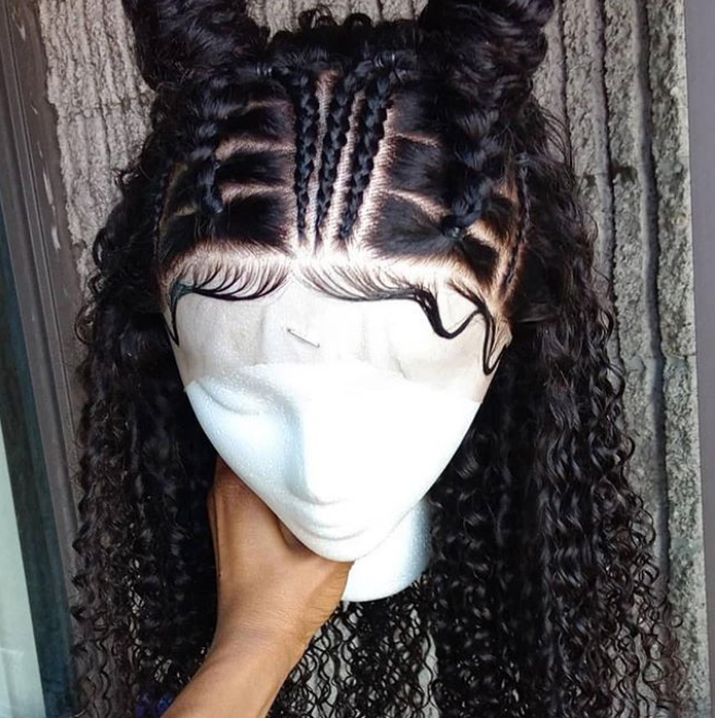 2019 latest design-African hair Front Lace braid Curly Hair Wig