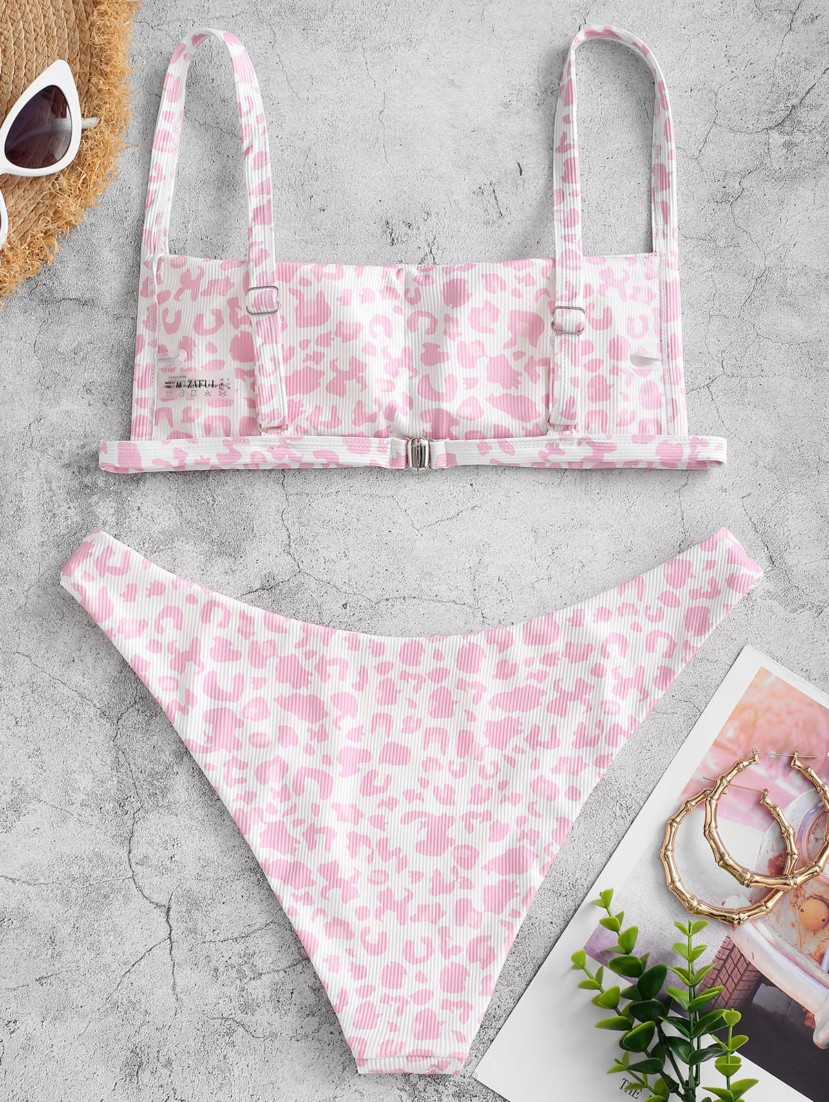 ZAFUL Sexy Leopard Print Bikini 2021 Swimsuit Women Swimwear Cute Ribbed Bathing Suit Brazilian Biquini Set Beach Summer Female