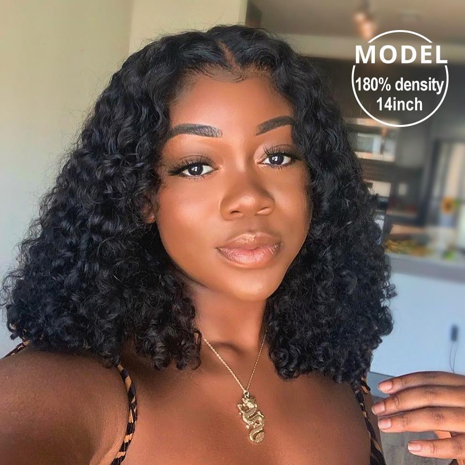 2019 New Short Human Hair Curly Bob  Lace Wig