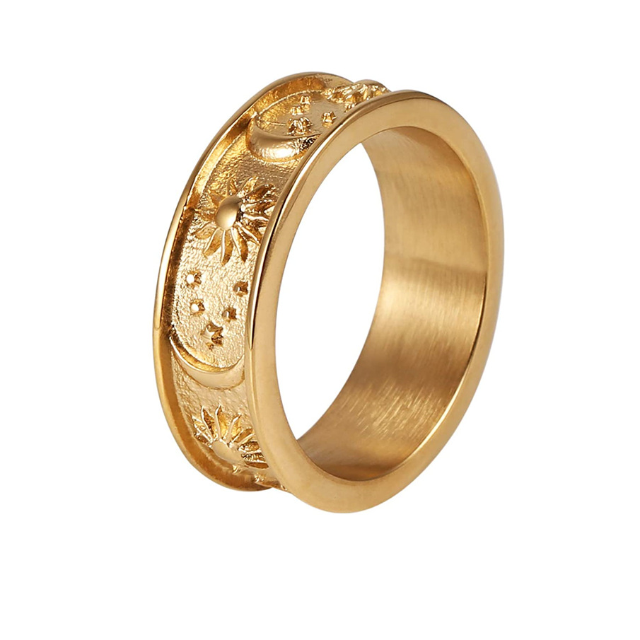 New Hot Sale 8mm Fashion Moon Sun Declaration Ring Unisex Hot Bohemian Retro Elegant Jewelry Alloy Couple Ring