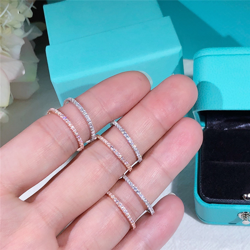 Eternity Band ring 925 Sterling silver Pave AAAAA Zircon cz stack Wedding Band Rings for women Bridal Statement Party Jewelry