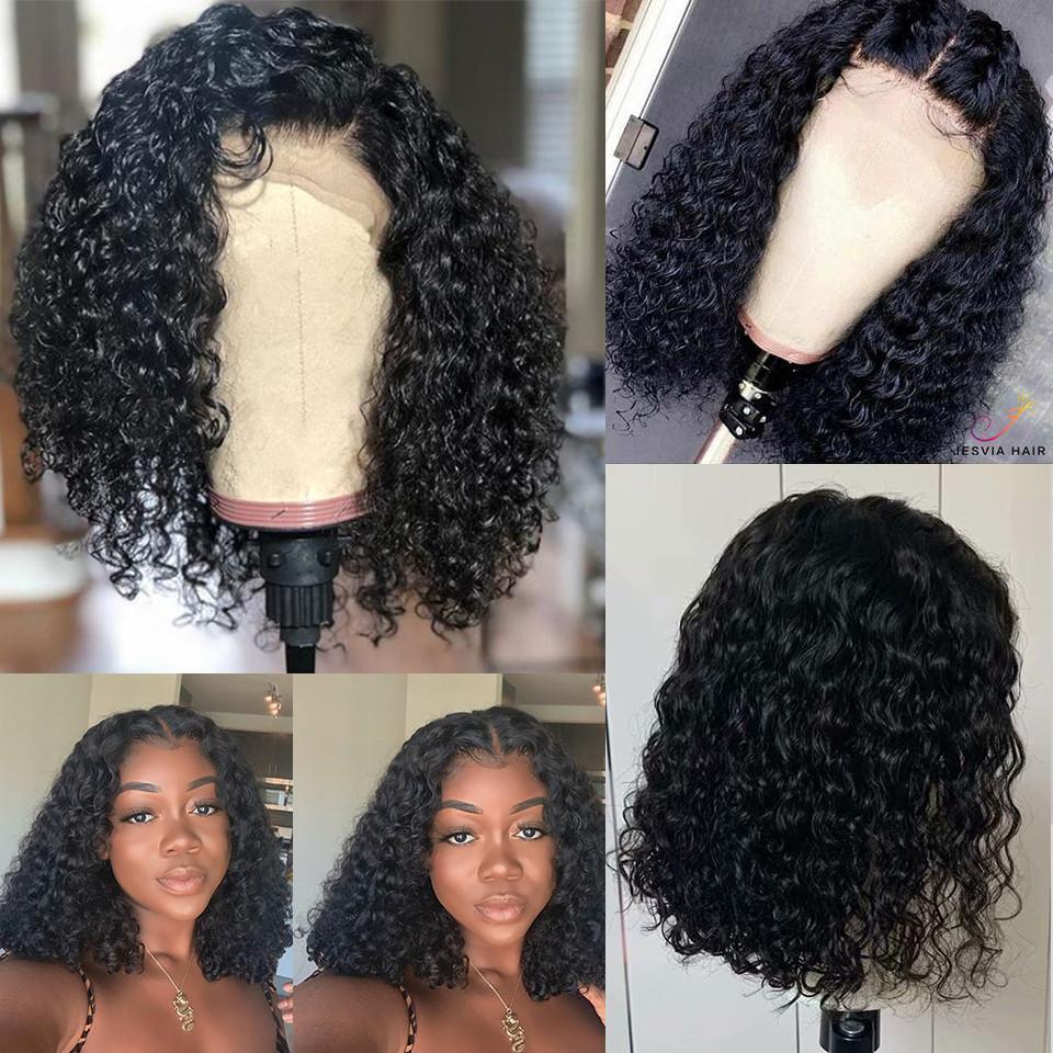 2019 New Short Human Hair Curly Bob  Lace Wig