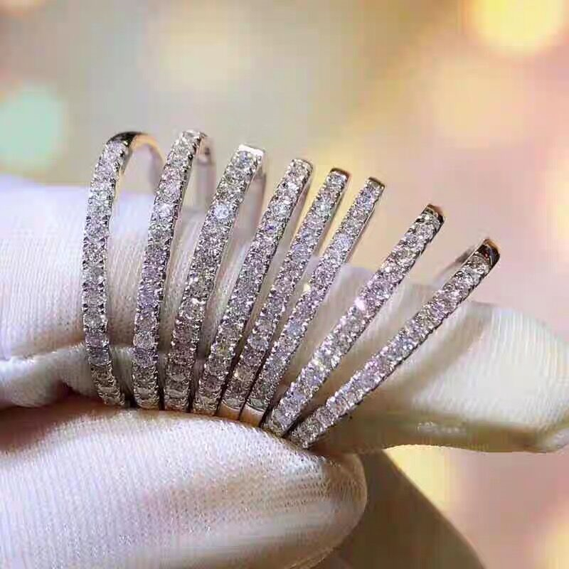 Eternity Band ring 925 Sterling silver Pave AAAAA Zircon cz stack Wedding Band Rings for women Bridal Statement Party Jewelry