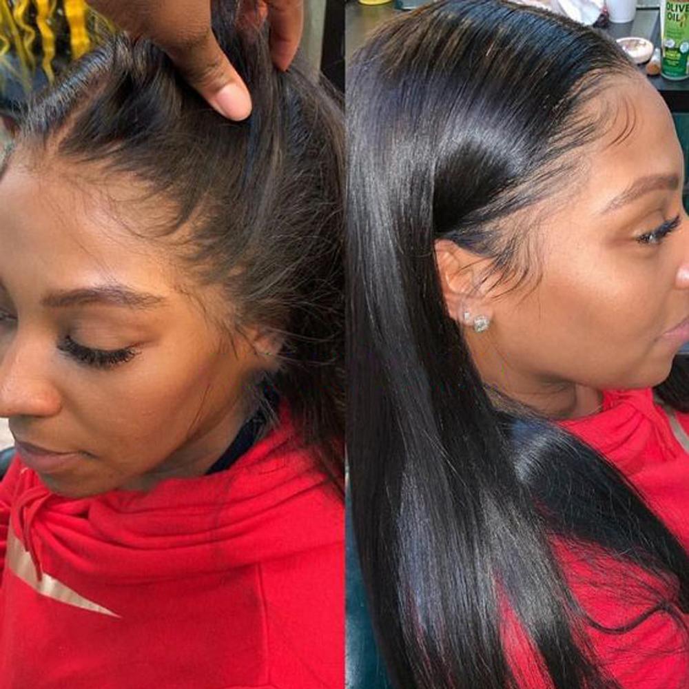 360 Lace Front Invisible Knot Wig Bleached Knots Pre Plucked Lace Front Human Hair Wig Peruvian