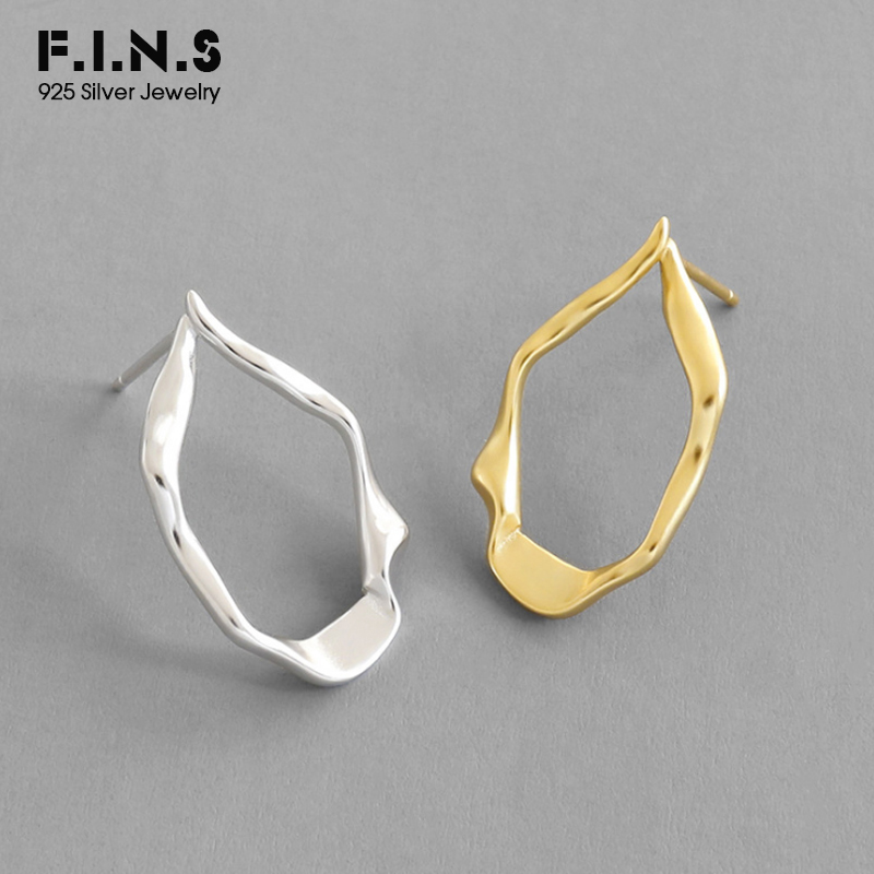 F.I.N.S Korean Style Woman S925 Sterling Silver Earrings Simple Irregular Geometric Stud Earrings Silver 925 Jewelry