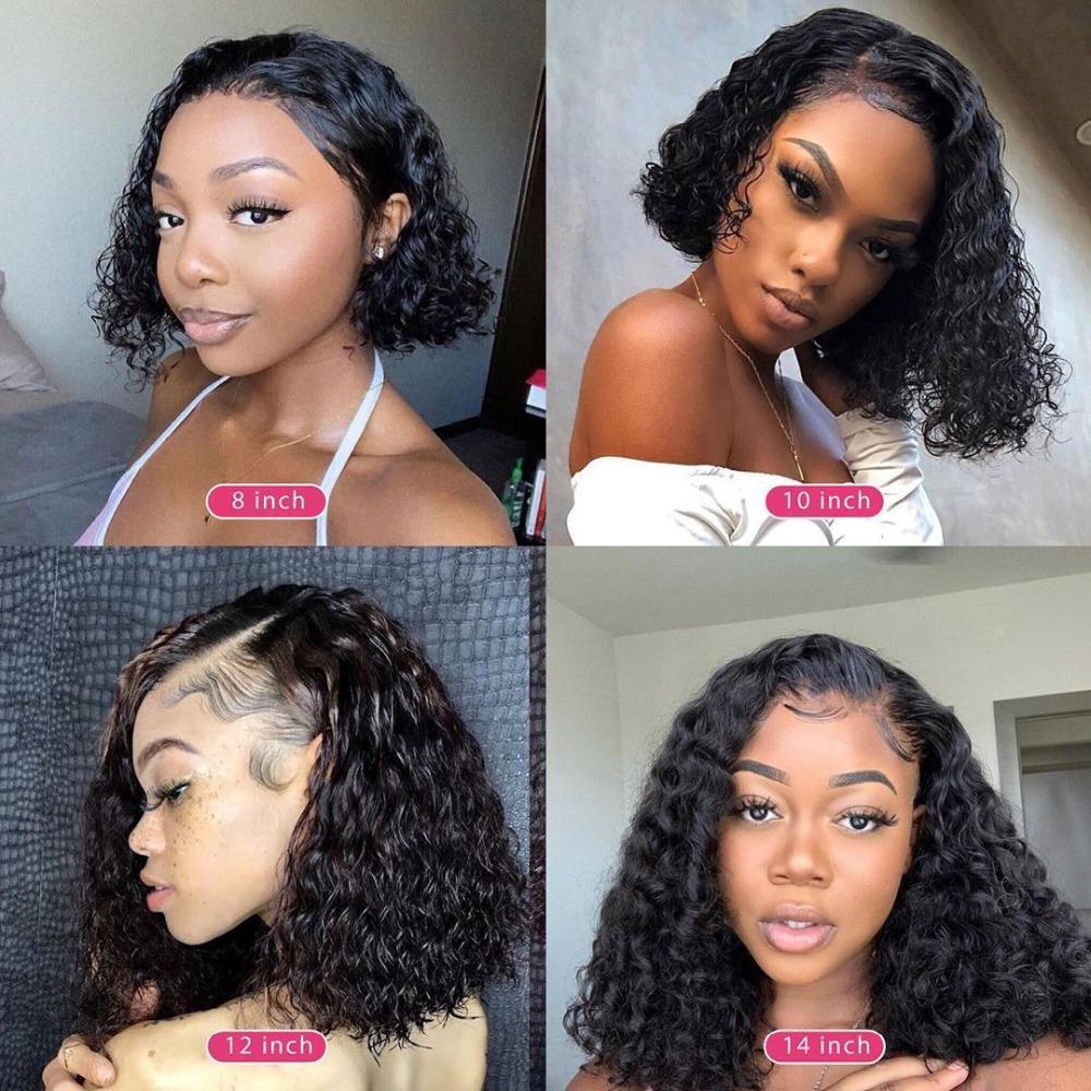 2019 New Short Human Hair Curly Bob  Lace Wig