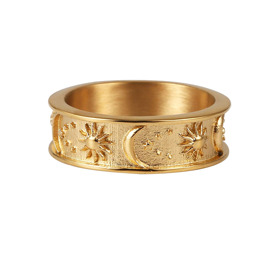 New Hot Sale 8mm Fashion Moon Sun Declaration Ring Unisex Hot Bohemian Retro Elegant Jewelry Alloy Couple Ring