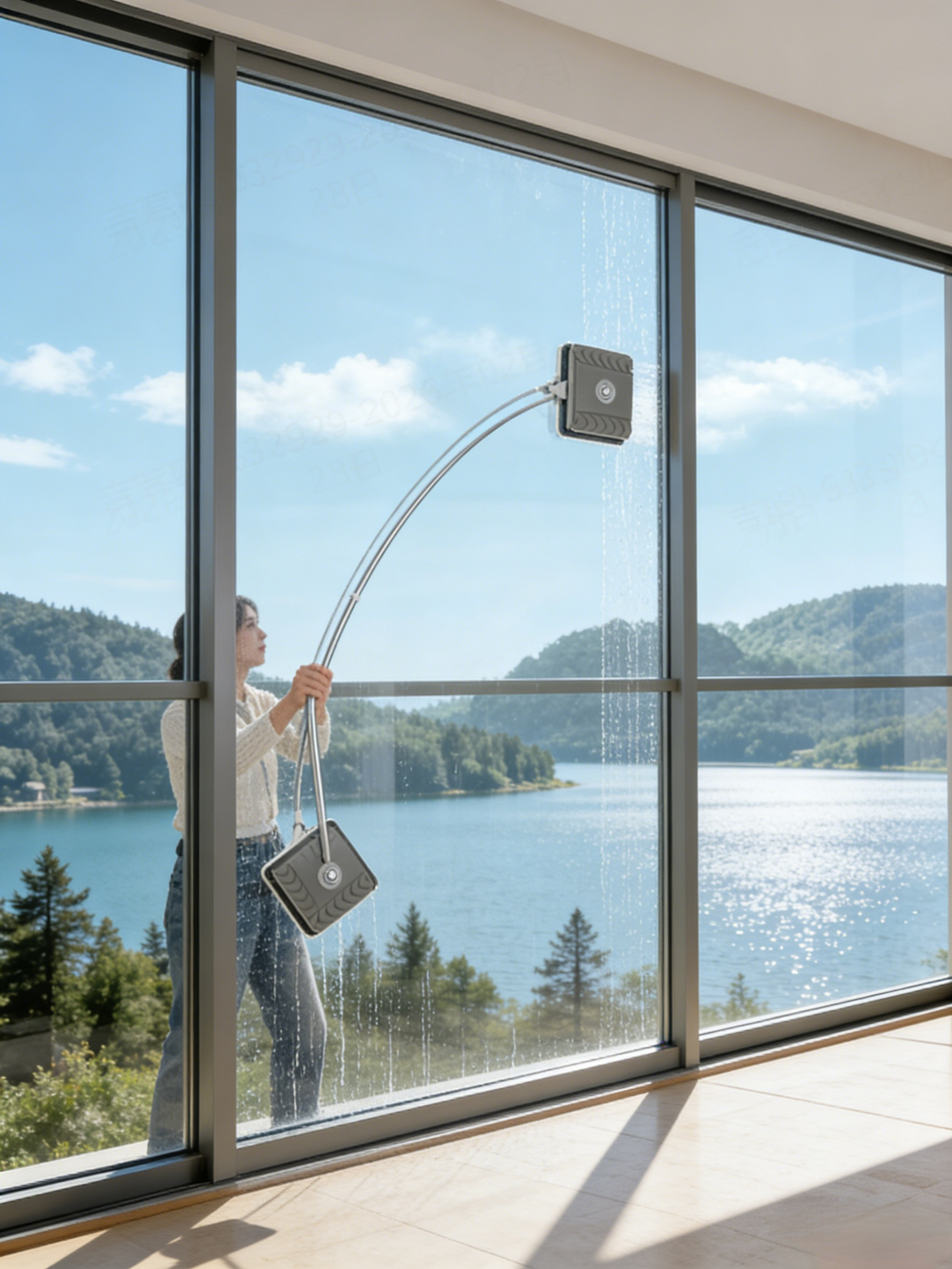 【High-rise exterior window cleaning】Centering window cleaning machine