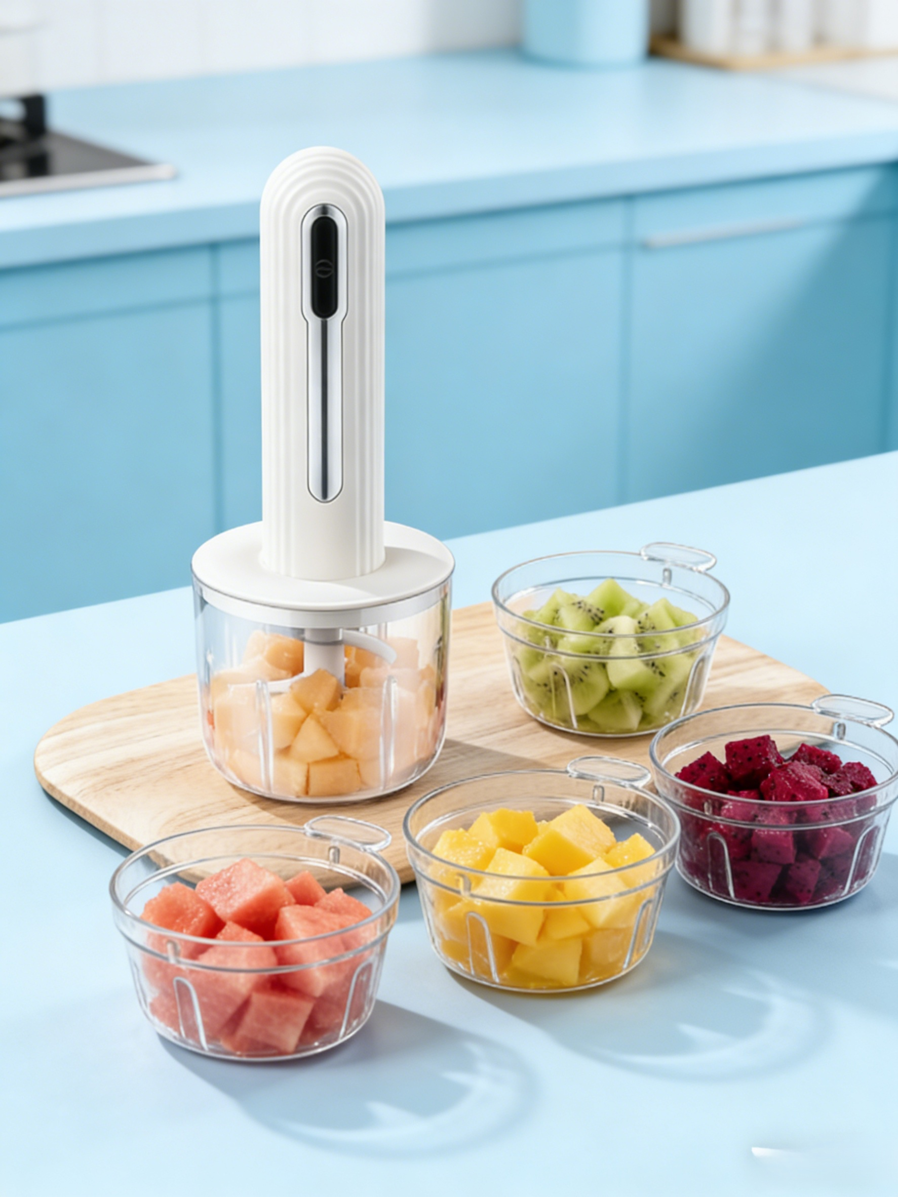 [4 Bowls, 2 Cuts, 6-Second Quick Chop] Mini Kitchen Cooker