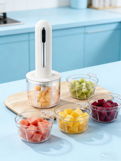 [4 Bowls, 2 Cuts, 6-Second Quick Chop] Mini Kitchen Cooker