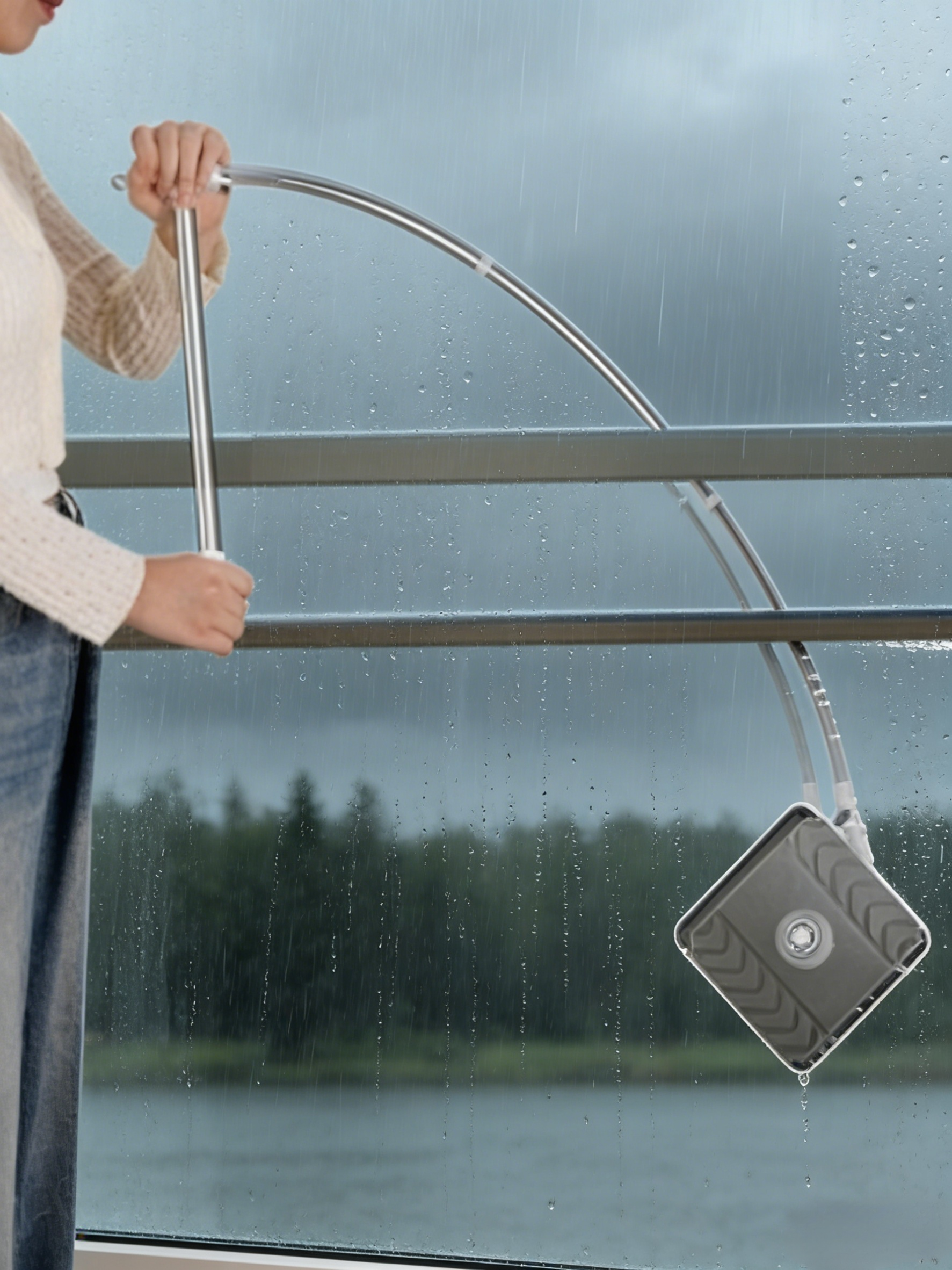 【High-rise exterior window cleaning】Centering window cleaning machine