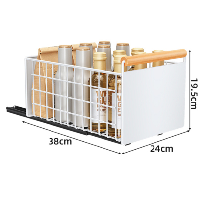 Hole-free sliding rail dish cabinet pull basket