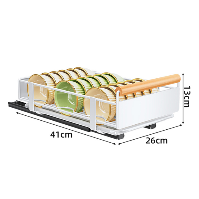 Hole-free sliding rail dish cabinet pull basket