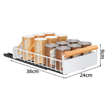 Hole-free sliding rail dish cabinet pull basket
