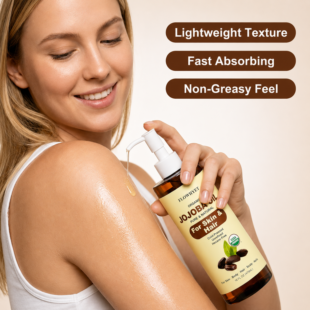 USDA Organic Fractionated MCT Coconut Oil for Skin, 2 x 16 Fl Oz
