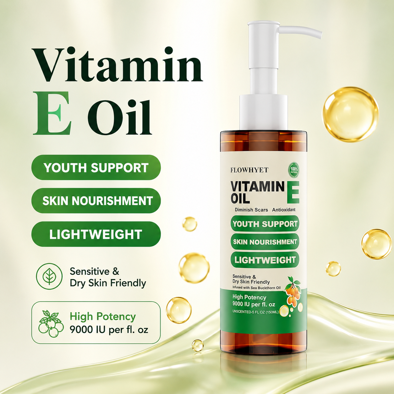16 Floz Organic Vitamin E Oil For Skin Scars - Unscented 500mL