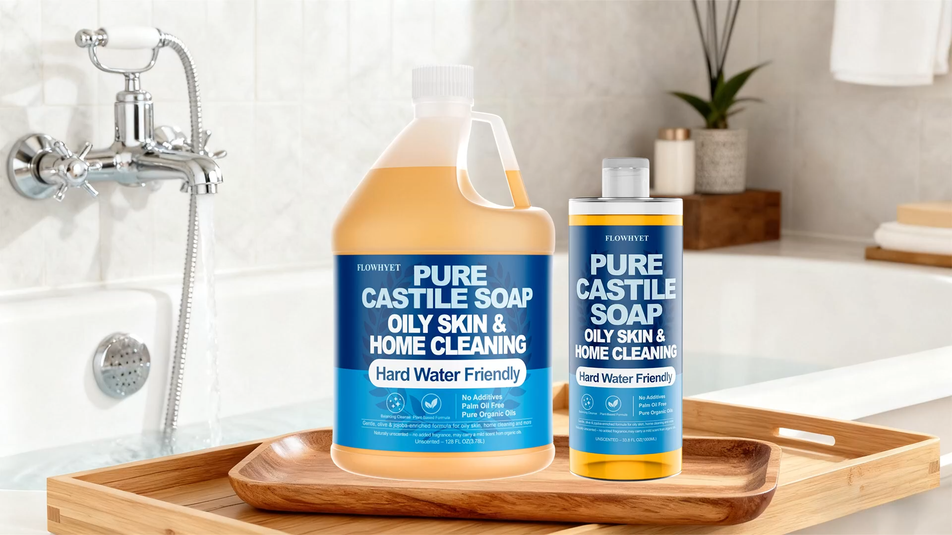 1 Gallon Liquid Castile Hand Soap Refill Pure, Natural Organic For Oily Skin, Hand, Bath, Body, Laundry, Dishes, Home Cleaning Vegan Hard Water Friendly