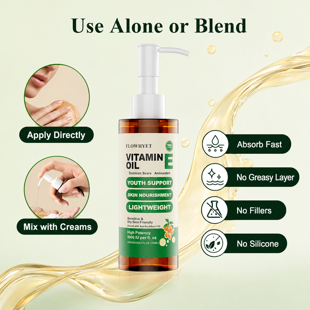 16 Floz Organic Vitamin E Oil For Skin Scars - Unscented 500mL