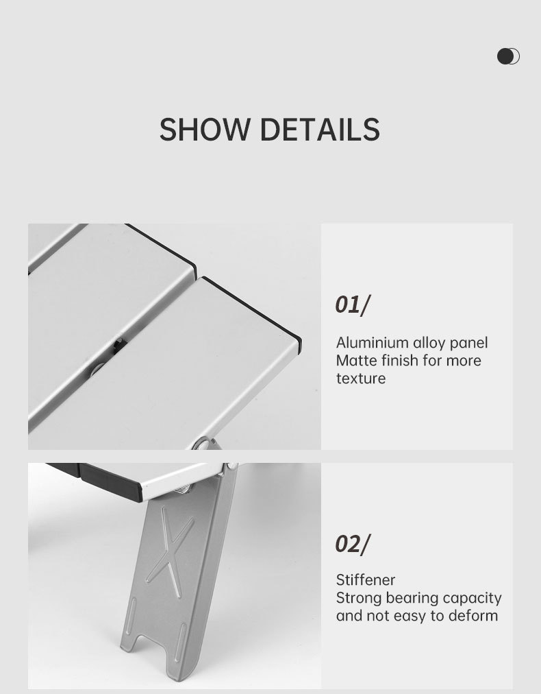 Black Lightweight Portable Folding Ultralight Roll Up Mini Aluminum Picnic Camping Table Foldable For Outdoor Hiking