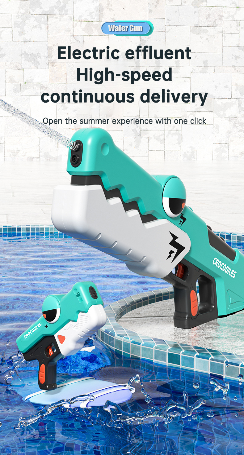 Cute Crocodile Automatic Electric Water Gun Summer Toy Gun Beach Outdoor Water Fight Toys