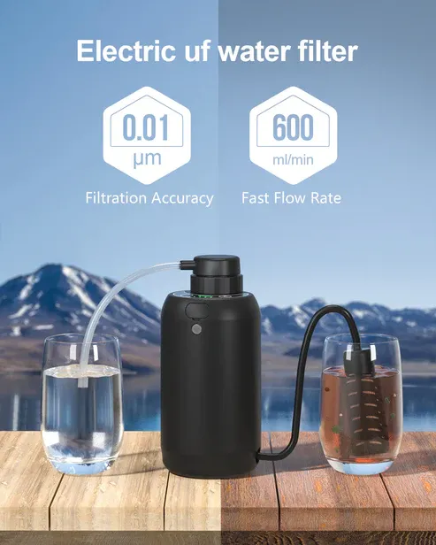 Portable Water Purifier with Dual Filter Cartridge for Outdoor Survival Camping