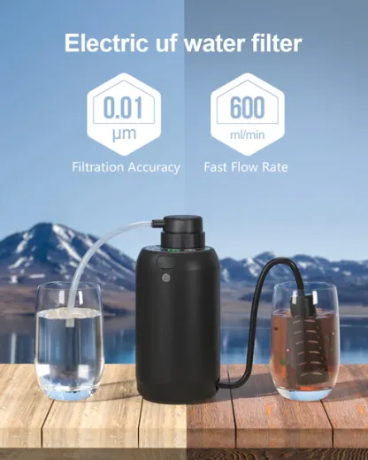 Portable Water Purifier with Dual Filter Cartridge for Outdoor Survival Camping