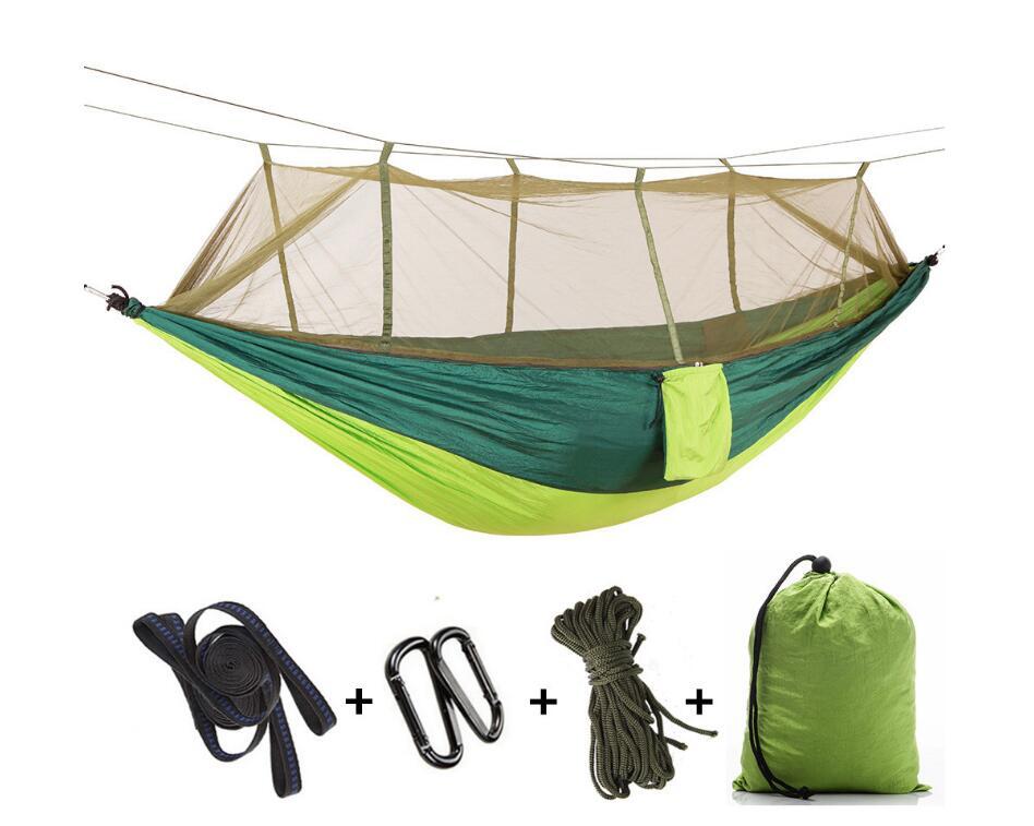 1-2 Person Outdoor Mosquito Net Parachute Hammock Camping Hanging Sleeping Bed Swing Portable  Double  Chair Hamac Army Green