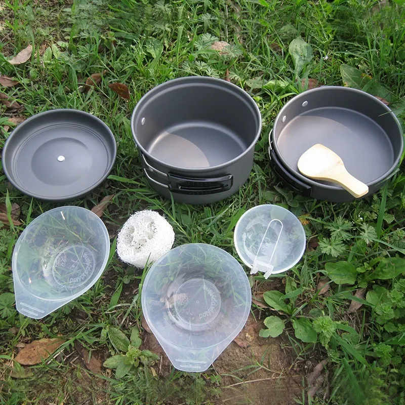 Lightweight 1-2 Person Camping Pot Set – Non-Stick, Portable Cookware with Folding Handle & Eco-Friendly Design