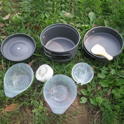 Lightweight 1-2 Person Camping Pot Set – Non-Stick, Portable Cookware with Folding Handle & Eco-Friendly Design