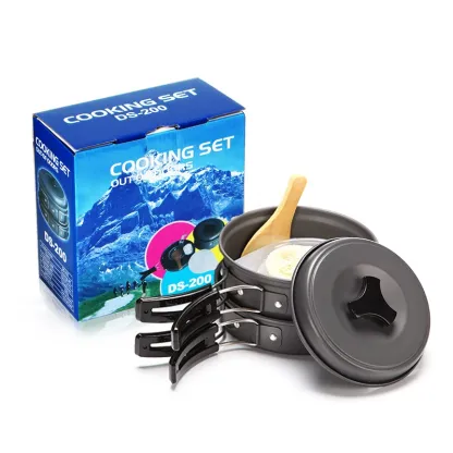 Lightweight 1-2 Person Camping Pot Set – Non-Stick, Portable Cookware with Folding Handle & Eco-Friendly Design