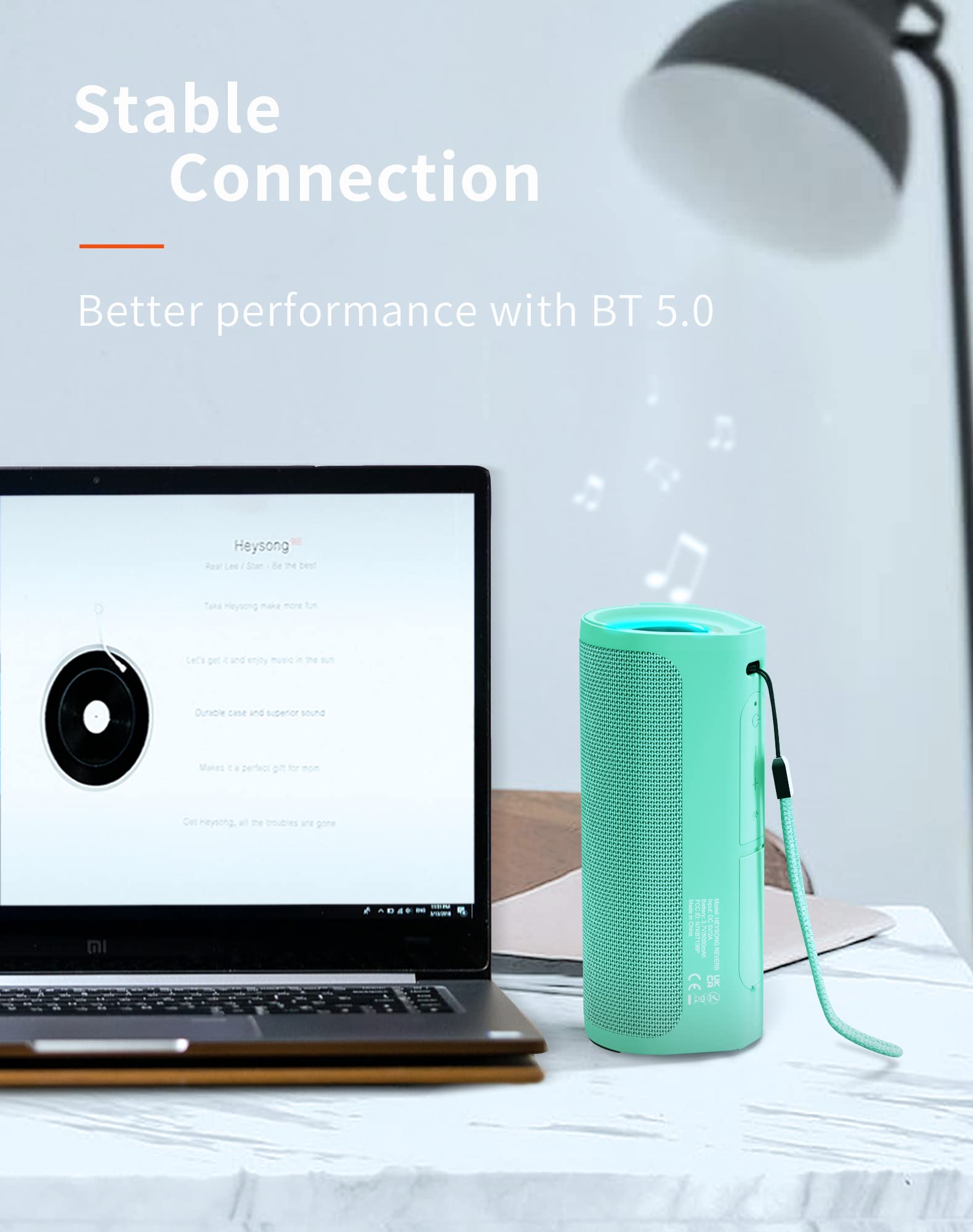 Portable Bluetooth Speaker with IPX7 Waterproof Rating and Enhanced Bass for All-Weather Performance - Audio, Smartphone