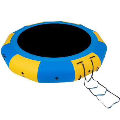 10ft Water Trampoline , Inflatable Floating Trampoline for Lake with Handles，Electric Pump and Ladder