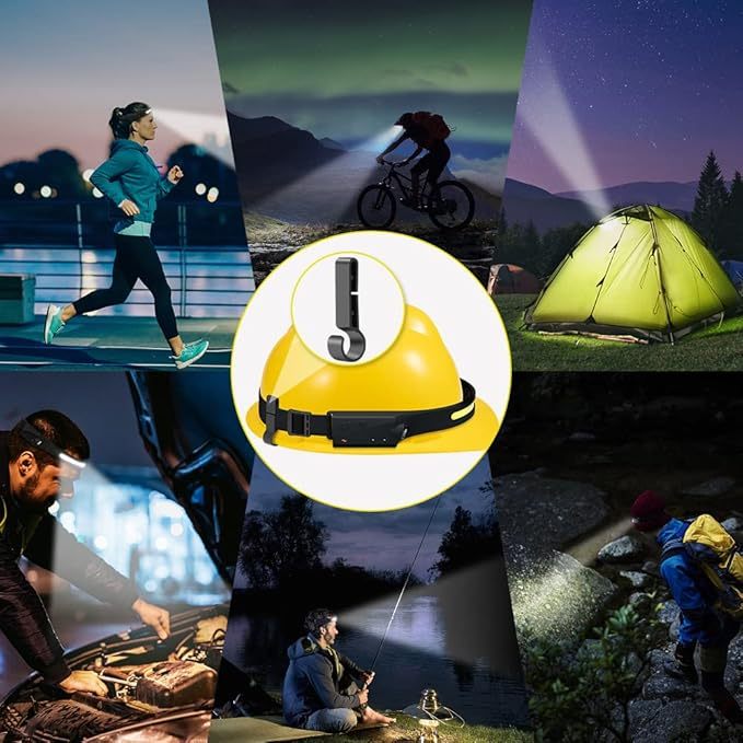 Ultra-Bright 230° Rechargeable LED Headlamp – Motion Sensor, 5 Modes, Hard Hat & Camping Ready