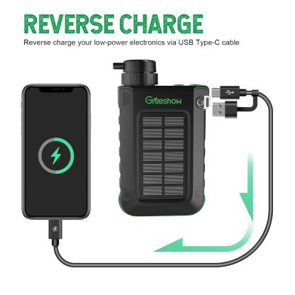 Electric Portable Water Filter Camping - Solar Powered, Hand Crank, USB Charging, Water Purifier Survival with Emergency Light for Hiking Backpacking Travel Outdoor, Phone Charger