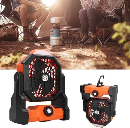 Rechargeable Camping Fan with LED Light - Long Battery Life Outdoor USB Desk Fan