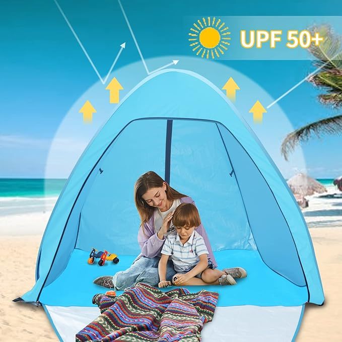 Pop Up Beach Tent for 1-2 Adults Waterproof Sun Shelters for Family Camping, Beach, Fishing, Picnic
