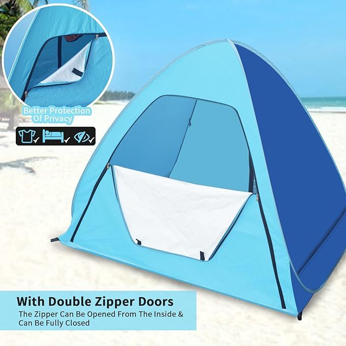 Pop Up Beach Tent for 1-2 Adults Waterproof Sun Shelters for Family Camping, Beach, Fishing, Picnic
